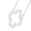 Thumbnail Image 1 of 0.086 CT. T.W. Diamond Clover Necklace in Sterling Silver