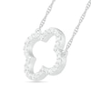 Thumbnail Image 2 of 0.086 CT. T.W. Diamond Clover Necklace in Sterling Silver