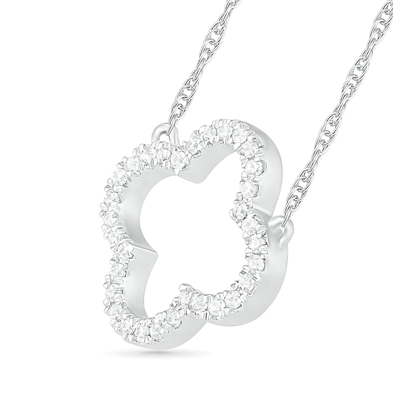 Main Image 2 of 0.086 CT. T.W. Diamond Clover Necklace in Sterling Silver