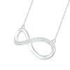 Thumbnail Image 2 of 0.085 CT. T.W. Diamond Asymmetrical Infinity Necklace in Sterling Silver