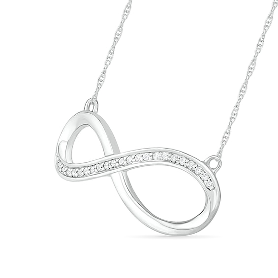 0.085 CT. T.W. Diamond Asymmetrical Infinity Necklace in Sterling Silver
