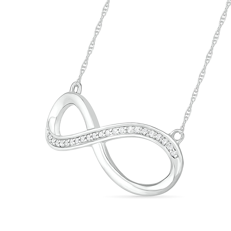 Main Image 2 of 0.085 CT. T.W. Diamond Asymmetrical Infinity Necklace in Sterling Silver