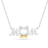 Thumbnail Image 1 of 0.04 CT. T.W. Diamond "MOM" and Cat Outline Necklace in Sterling Silver and 10K Gold