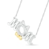Thumbnail Image 2 of 0.04 CT. T.W. Diamond "MOM" and Cat Outline Necklace in Sterling Silver and 10K Gold