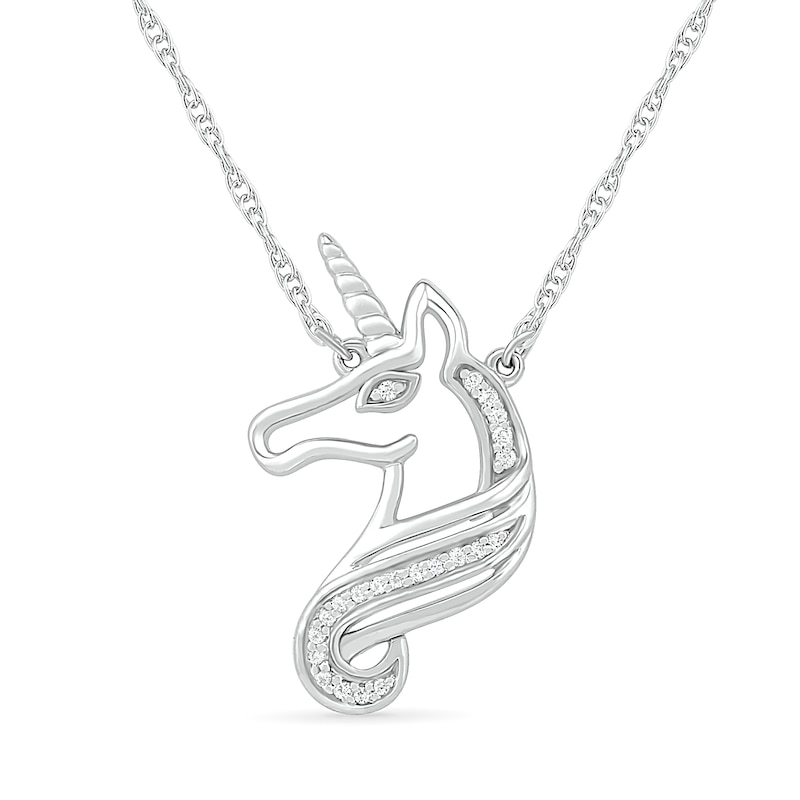 0.04 CT. T.W. Diamond Unicorn Necklace in Sterling Silver