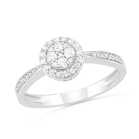 0.23 CT. T.W. Composite Diamond Frame Promise Ring in Sterling Silver