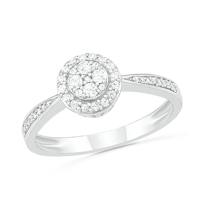 Main Image 1 of 0.23 CT. T.W. Composite Diamond Frame Promise Ring in Sterling Silver