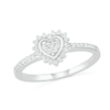 Thumbnail Image 0 of 0.18 CT. T.W. Composite Diamond Heart-Shaped Frame Sunburst Ring in Sterling Silver
