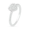 Thumbnail Image 2 of 0.18 CT. T.W. Composite Diamond Heart-Shaped Frame Sunburst Ring in Sterling Silver
