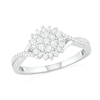 Thumbnail Image 0 of 0.23 CT. T.W. Composite Baguette and Round Diamond Split Shank Flower Promise Ring in Sterling Silver