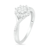 Thumbnail Image 2 of 0.23 CT. T.W. Composite Baguette and Round Diamond Split Shank Flower Promise Ring in Sterling Silver