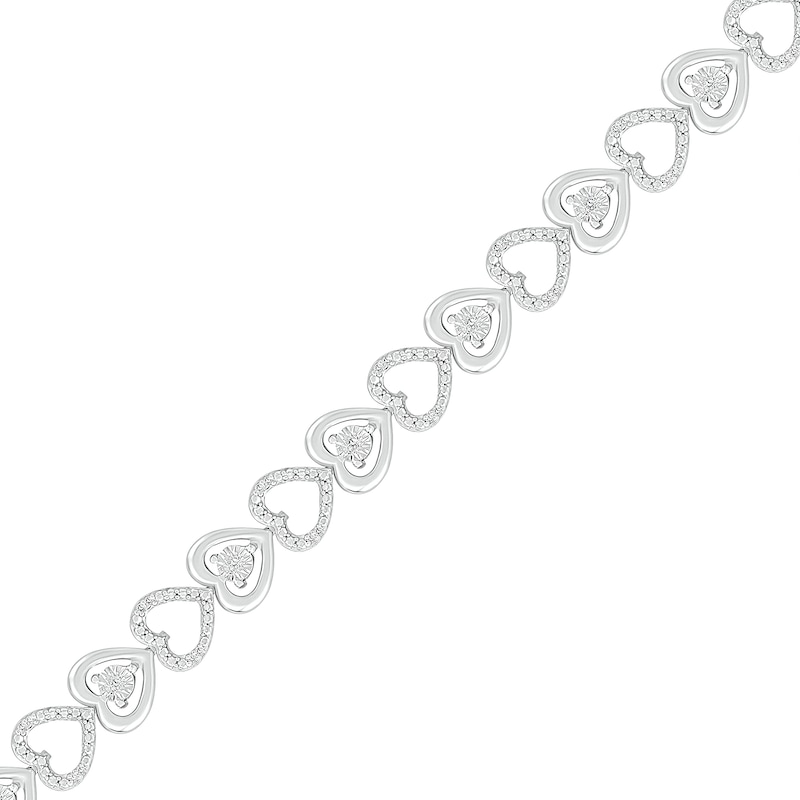 0.145 CT. T.W. Diamond Alternating Heart Bracelet in Sterling Silver|Peoples Jewellers