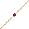 Emerald-Cut Garnet Solitaire and Paper Clip Chain Bracelet in 10K Gold - 7.25"