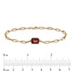 Emerald-Cut Garnet Solitaire and Paper Clip Chain Bracelet in 10K Gold - 7.25"
