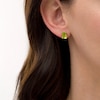 Thumbnail Image 2 of Emerald-Cut Peridot Solitaire Stud Earrings in 10K Gold