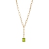 Thumbnail Image 0 of Emerald-Cut Peridot Solitaire and Paper Clip Chain "Y" Necklace in 10K Gold