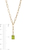 Thumbnail Image 3 of Emerald-Cut Peridot Solitaire and Paper Clip Chain "Y" Necklace in 10K Gold