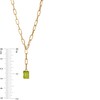 Emerald-Cut Peridot Solitaire and Paper Clip Chain "Y" Necklace in 10K Gold