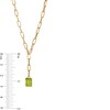 Thumbnail Image 3 of Emerald-Cut Peridot Solitaire and Paper Clip Chain "Y" Necklace in 10K Gold