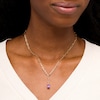 Thumbnail Image 1 of Emerald-Cut Amethyst Solitaire and Paper Clip Chain "Y" Necklace in 10K Gold