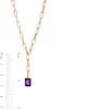 Thumbnail Image 3 of Emerald-Cut Amethyst Solitaire and Paper Clip Chain "Y" Necklace in 10K Gold