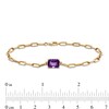 Emerald-Cut Amethyst Solitaire and Paper Clip Chain Bracelet in 10K Gold - 7.25"