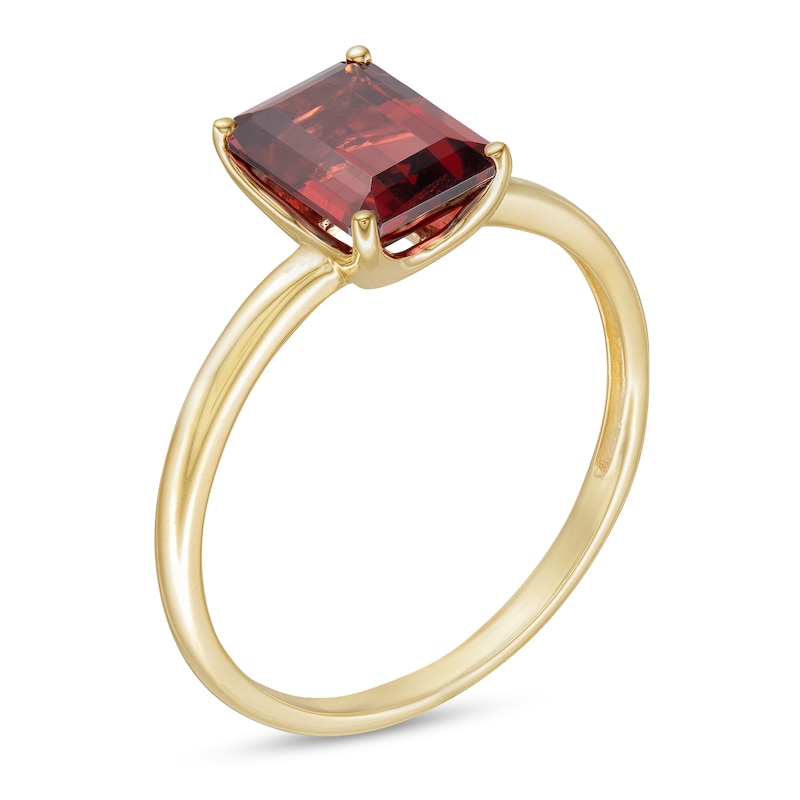 Main Image 3 of Emerald-Cut Garnet Solitaire Ring in 10K Gold