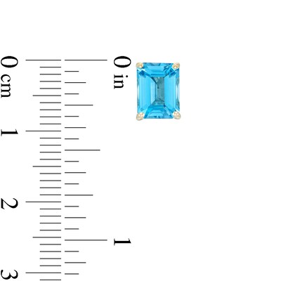 Emerald-Cut Swiss Blue Topaz Solitaire Stud Earrings in 10K Gold