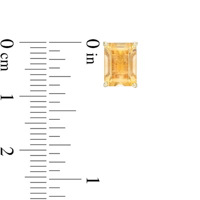 Emerald-Cut Citrine Solitaire Stud Earrings in 10K Gold