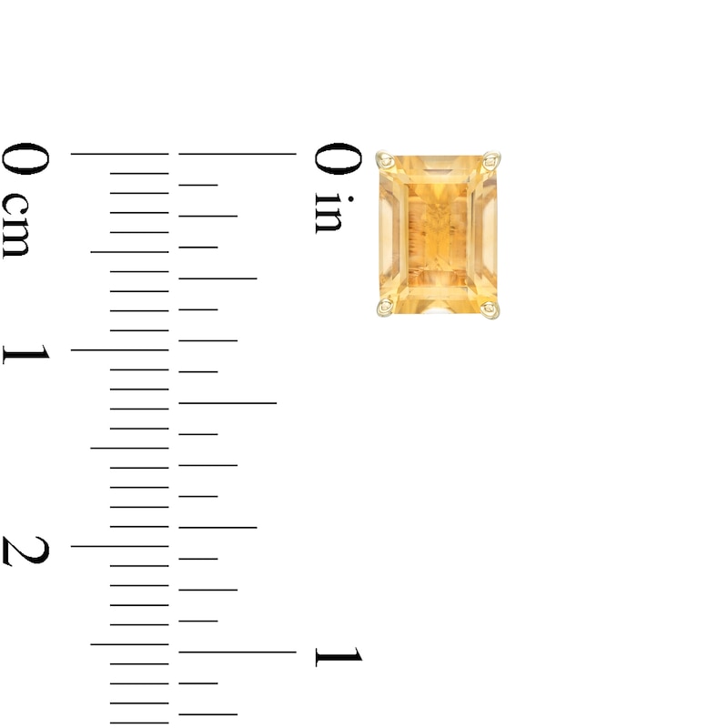 Main Image 3 of Emerald-Cut Citrine Solitaire Stud Earrings in 10K Gold