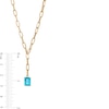 Emerald-Cut Swiss Blue Topaz Solitaire and Paper Clip Chain "Y" Necklace in 10K Gold