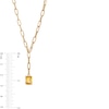 Emerald-Cut Citrine Solitaire and Paper Clip Chain "Y" Necklace in 10K Gold