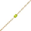 Emerald-Cut Peridot Solitaire and Paper Clip Chain Bracelet in 10K Gold - 7.25"