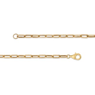 Emerald-Cut Peridot Solitaire and Paper Clip Chain Bracelet in 10K Gold - 7.25"