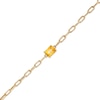 Emerald-Cut Citrine Solitaire and Paper Clip Chain Bracelet in 10K Gold - 7.25"