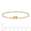 Emerald-Cut Citrine Solitaire and Paper Clip Chain Bracelet in 10K Gold - 7.25"