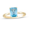 Thumbnail Image 1 of Emerald-Cut Swiss Blue Topaz Solitaire Ring in 10K Gold
