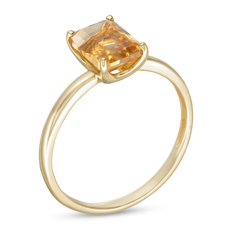 Main Image 3 of Emerald-Cut Citrine Solitaire Ring in 10K Gold