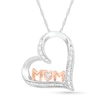 Thumbnail Image 1 of 0.04 CT. T.W. Diamond Heart &quot;MOM&quot; Pendant in Sterling Silver and 10K Rose Gold