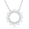 Thumbnail Image 1 of 0.23 CT. T.W. Baguette and Round Diamond Circle Sunburst Pendant in 10K White Gold