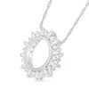 Thumbnail Image 2 of 0.23 CT. T.W. Baguette and Round Diamond Circle Sunburst Pendant in 10K White Gold