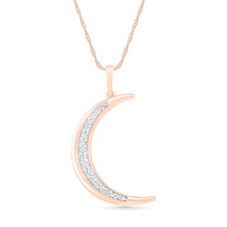 0.085 CT. T.W. Diamond Crescent Moon Pendant in 10K Rose Gold