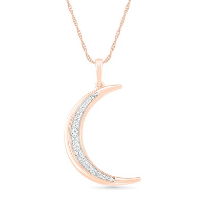 0.085 CT. T.W. Diamond Crescent Moon Pendant in 10K Rose Gold