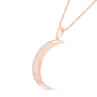 0.085 CT. T.W. Diamond Crescent Moon Pendant in 10K Rose Gold