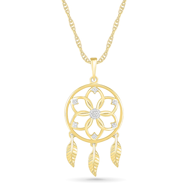 0.04 CT. T.W. Diamond Dream Catcher Pendant in 10K Gold