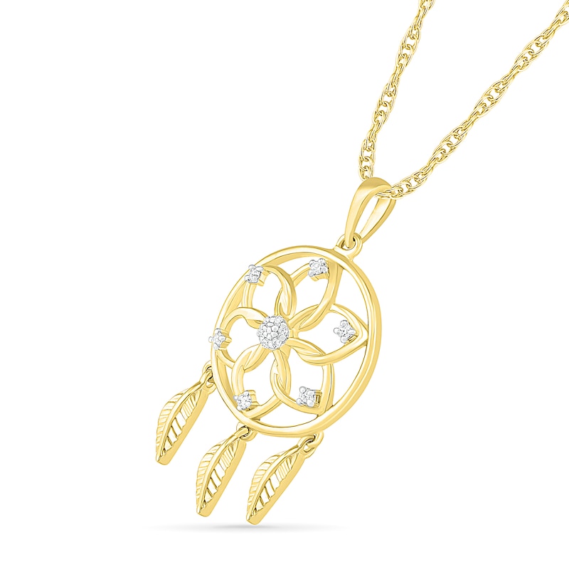 0.04 CT. T.W. Diamond Dream Catcher Pendant in 10K Gold