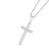 Thumbnail Image 2 of 0.23 CT. T.W. Diamond Scalloped Cross Necklace in 10K White Gold