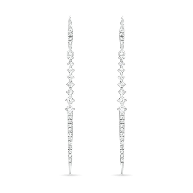 0.29 CT. T.W. Diamond Linear Drop Earrings in 10K White Gold|Peoples Jewellers