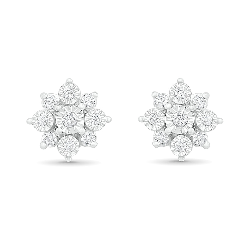 Main Image 1 of 0.145 CT. T.W. Diamond Sunburst Stud Earrings in 10K Gold