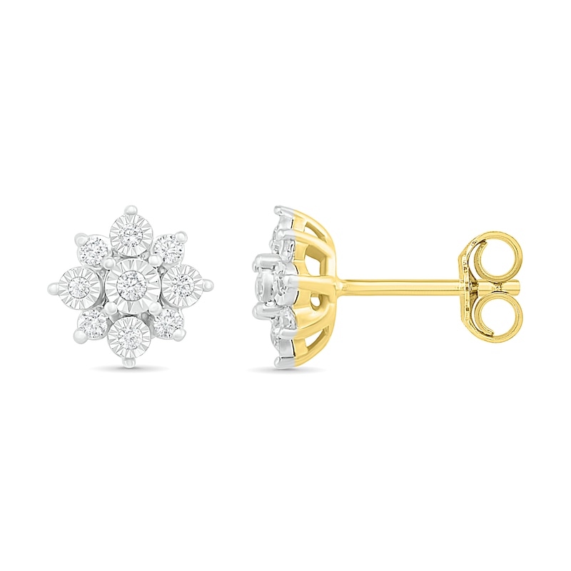 Main Image 3 of 0.145 CT. T.W. Diamond Sunburst Stud Earrings in 10K Gold
